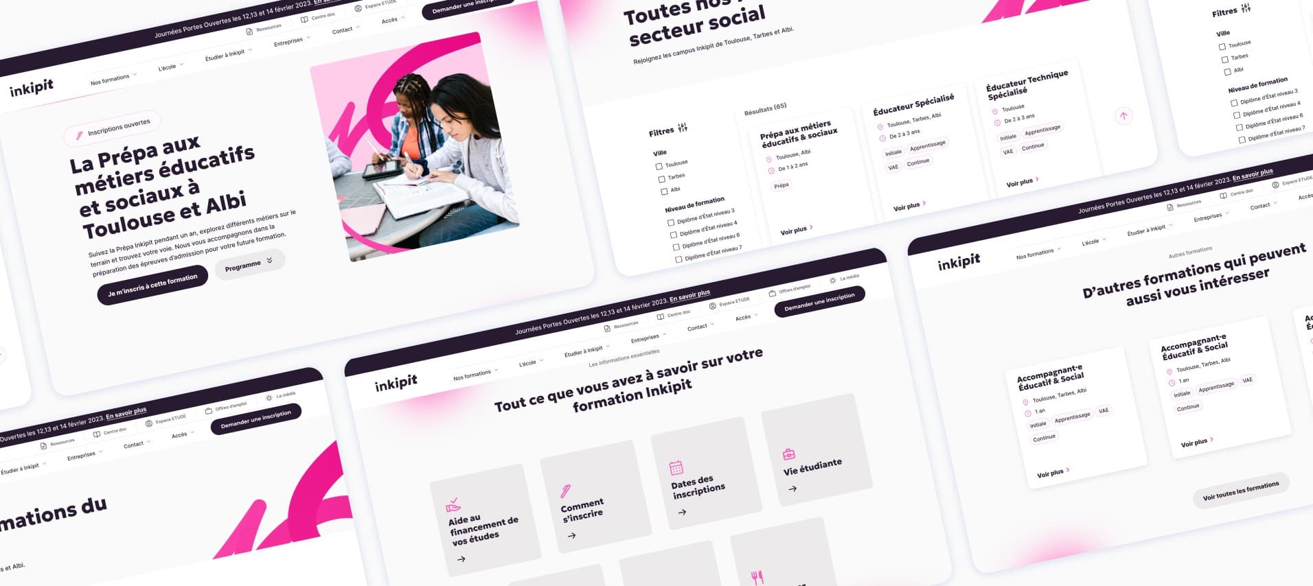 Version desktop du site internet développé avec WordPress