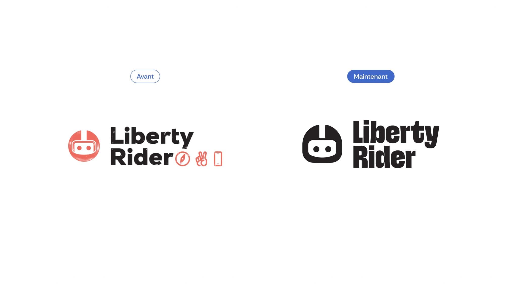 Avant vs après logo de Liberty Rider