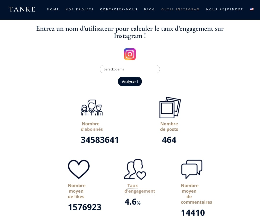 Tanke mesure taux d'engagement Instagram