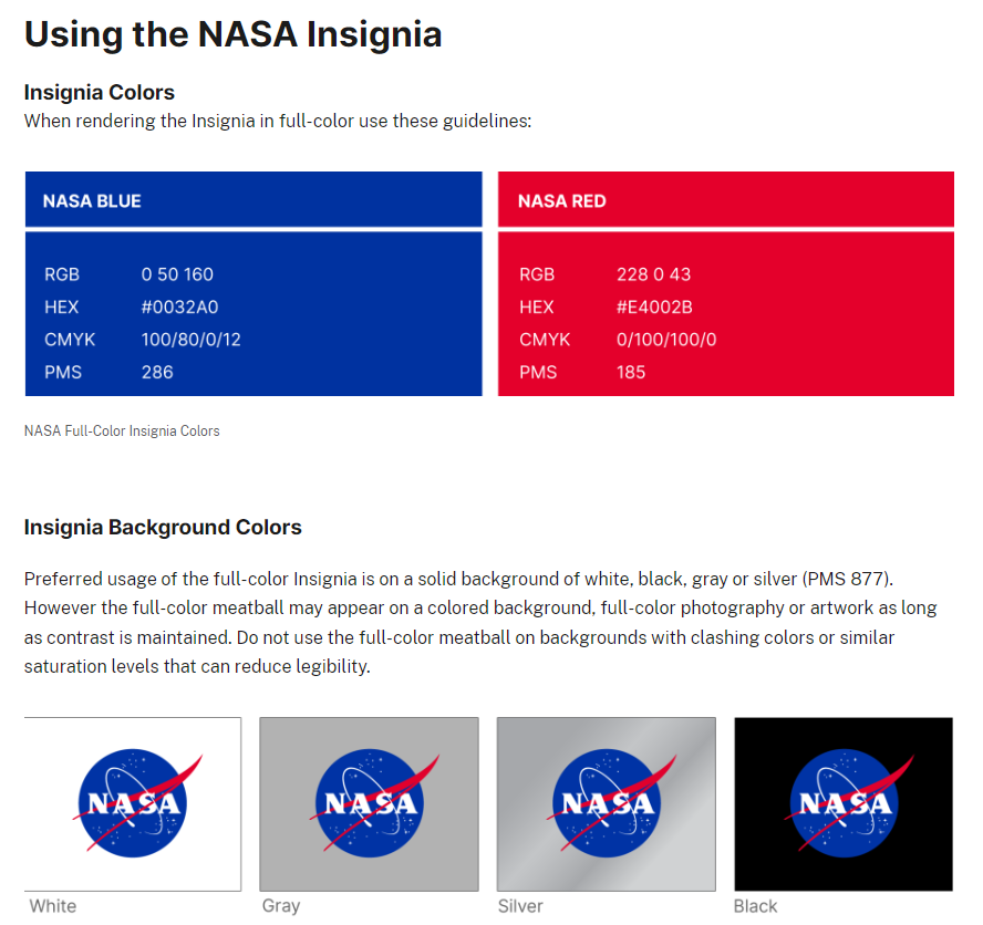 Règles d'utilisation du logo de la NASA, reine des entreprises spacetech